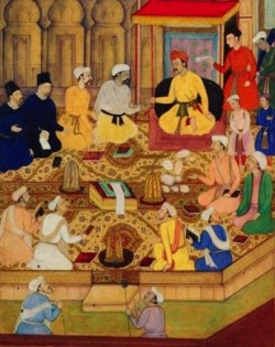 Akbar the Great welcoming Jesuit missionaries to his court