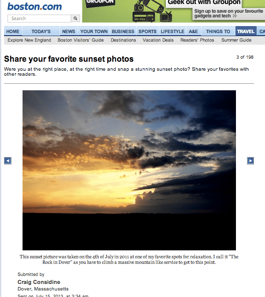 My picture of a sunset in Boston.com