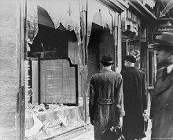Jewish-owned shops attacked on “Night of Broken Glass” - Source: US Holocaust Memorial